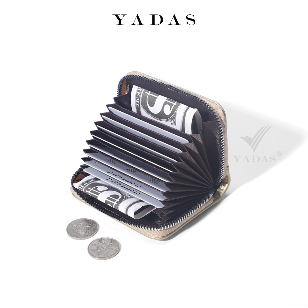 YADAS nueva cremallera mini perla brillante explosión de color sólido multi-cartón órgano de mujer PU bolsa de tarjetas al por mayor