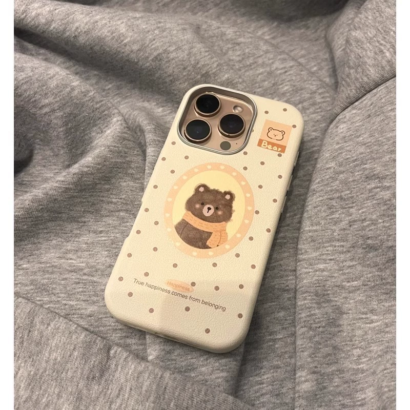 Apple, совместимый шарф, iPhone16, iPhone16 Pro, чехол для телефона, iPhone11, мультяшная металлическая iPhone11 Pro, с маленькими медведями