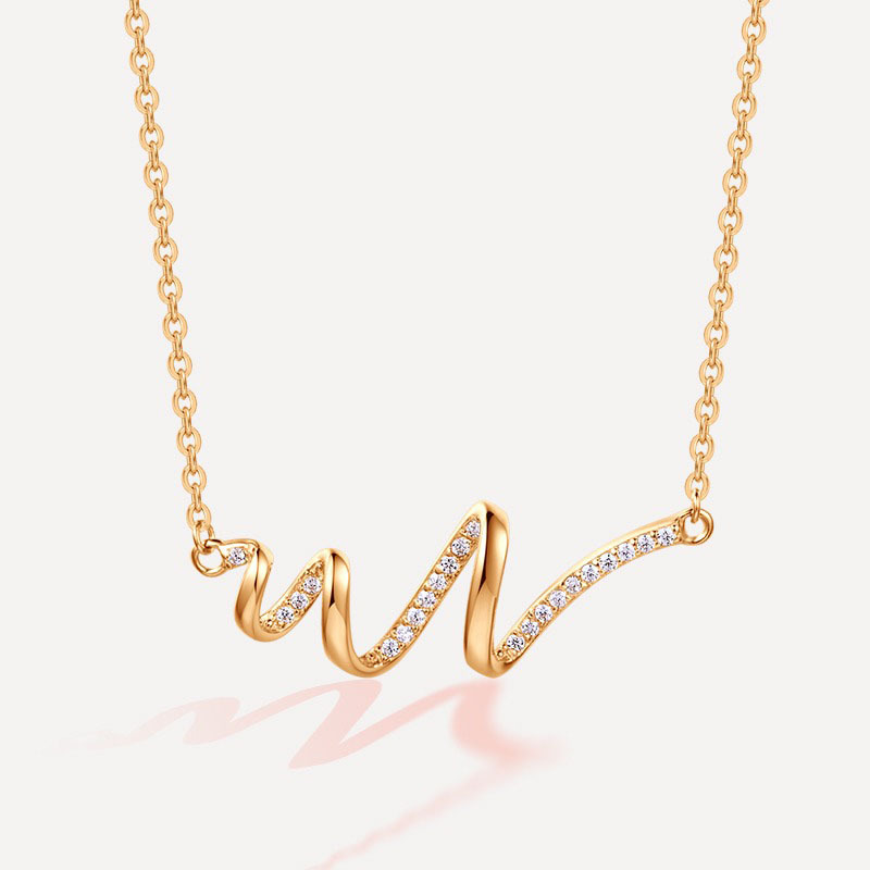 心电图立体水波纹线怦然心动项链女夏季简约轻奢高级锁骨链批发|ru