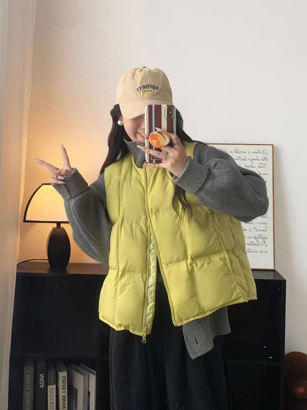 欧货羽绒马甲女新款2024秋冬外穿韩版宽松白鸭绒马夹坎肩背心短款|undefined