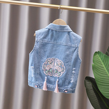 女童马甲春秋2025新款大中小儿童宝宝春装国风洋气背心女宝牛仔马