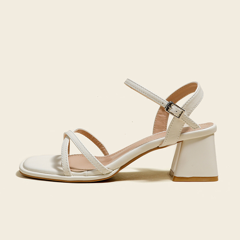 Cross-Strap Open-Toe Trendy Summer New Backless Sandals with Soft Thick Soles and Chunky Heels, Simple Sandals for Women