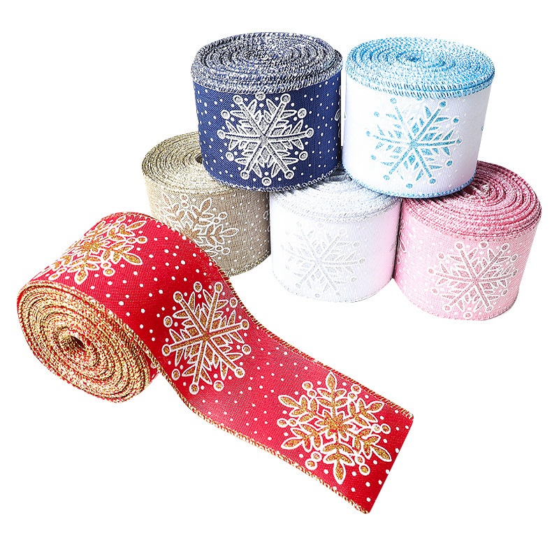 志祥工場クリスマス細麻雪花プリントリボンクリスマス装飾装飾クリスマスリボンdiyリボン|undefined