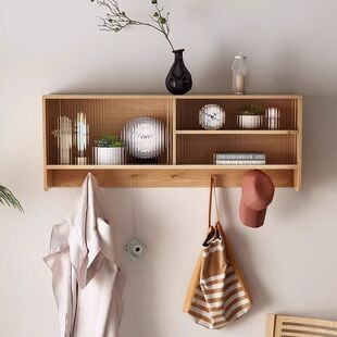 Changhong Glass Hanging Cabinet Wall Cabinet Wall-mounted Solid Wood Wall Cabinet Kitchen Bedroom Storage Cabinet Hanging Cabinet New Style