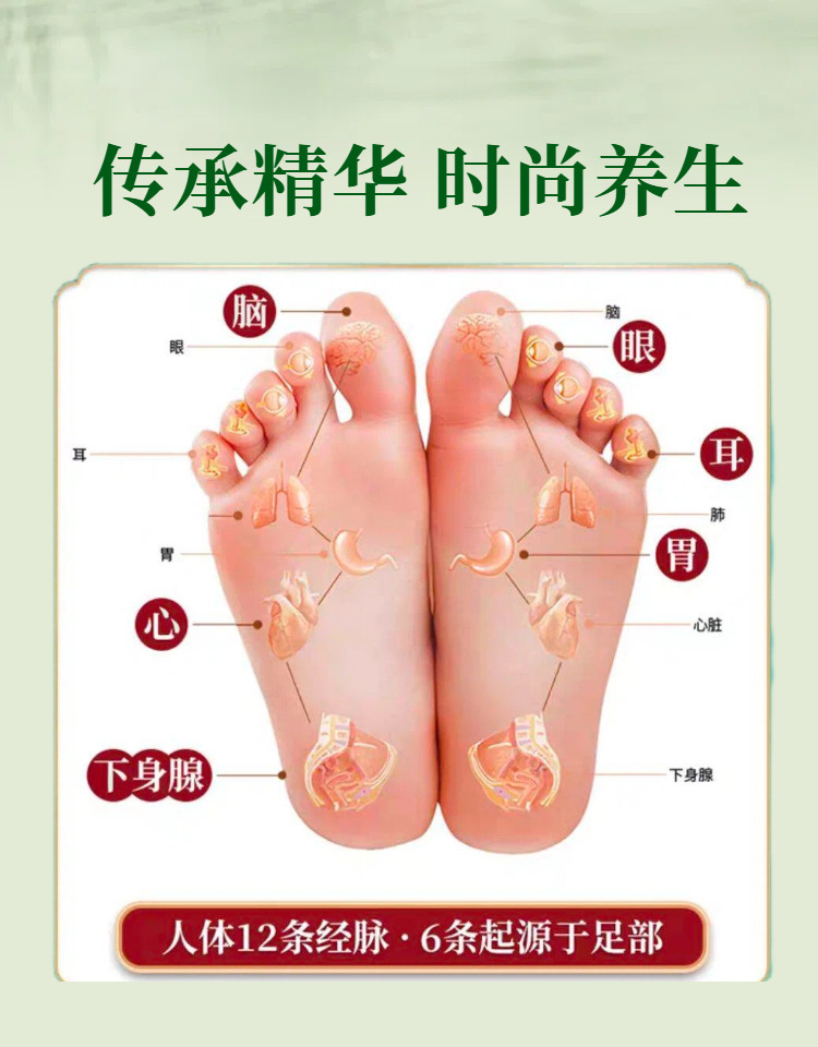 Wu Zhu Yu Foot Patch with Mugwort and Ginger for Foot Soak and Navel Application in use