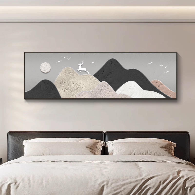 日照金山卧室床头装饰画现代简约高级感客厅挂画喷绘壁画|undefined
