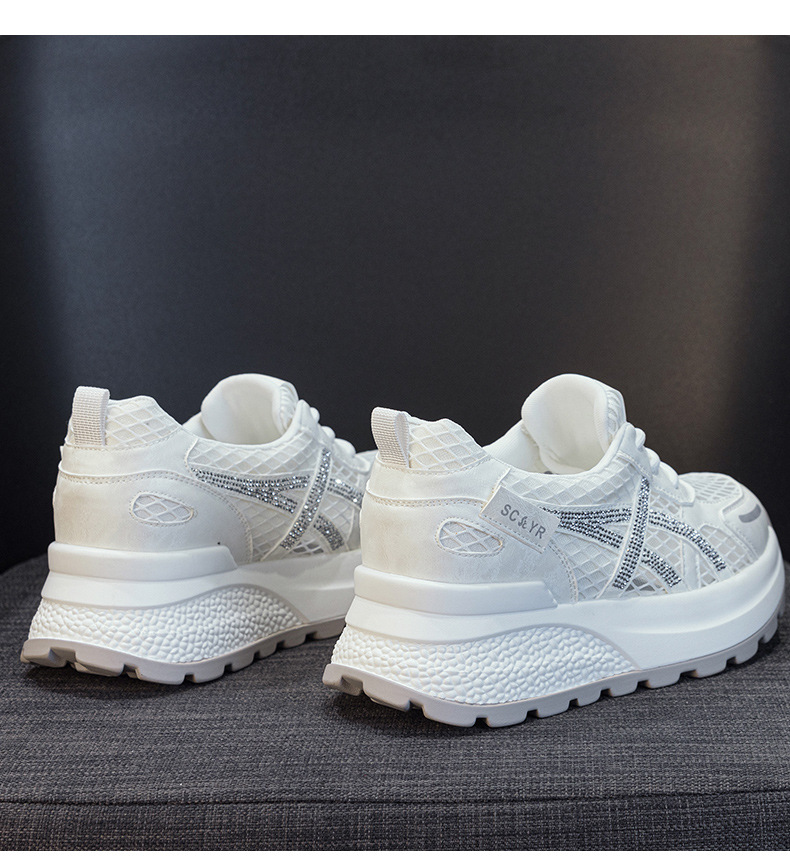 Giày sneaker nữ đế dày phong cách Hàn Quốc, thoáng khí, đế dày 3 cm — Hồng 5092, Trắng 5092 chi tiết 16