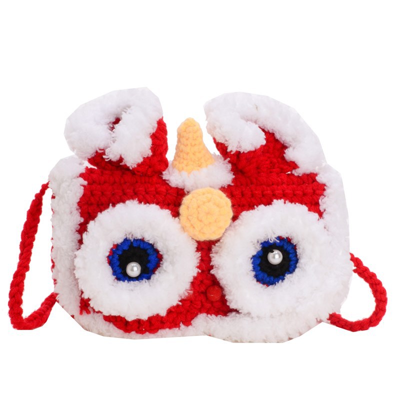 Bolsa de Año Nuevo infantil festivo rojo caricatura lindo mini niñas y niños despierta león bolso nuevo bolso de cambio de Año Nuevo bebé