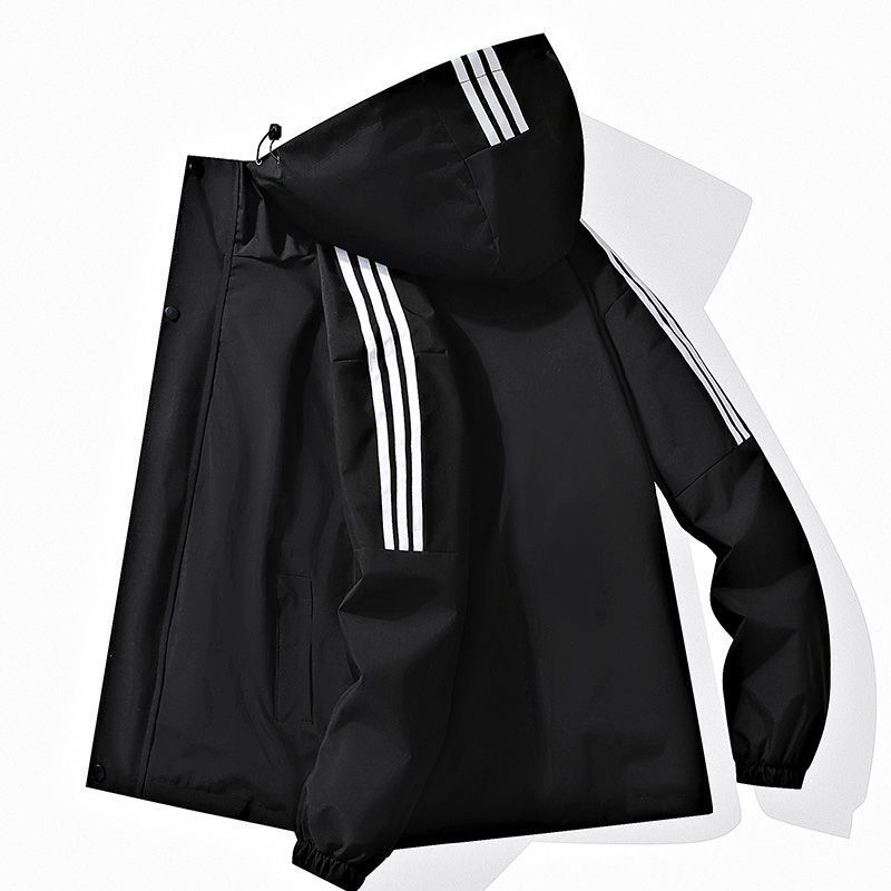 Men's casual sports jacket, trendy windproof and waterproof windbreaker, thin hooded men's coat, spring and autumn.