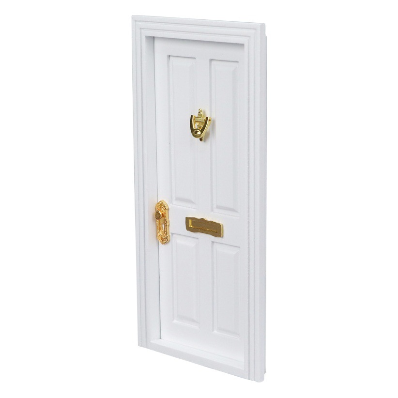 1:12 Dollhouse mini muebles bolsillo Casa de Campo Decoración Accesorios puerta y ventana blanca de cuatro rejillas puerta