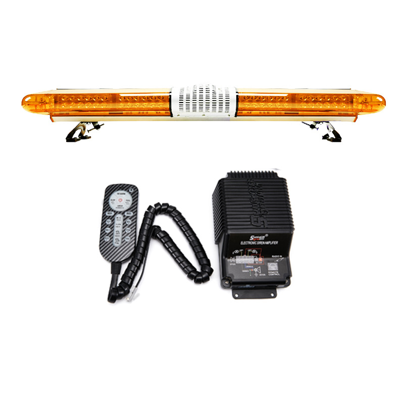 LED Roof-mounted Long Strip Warning Light Strobe Light 1.2m Super Bright Strobe Light + Horn + Recording Alarm 220R39
