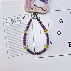 Creative and Stylish Amethyst Purple Crystal Embossed Tulip Short Handmade Beaded Bag Keychain Phone Chain