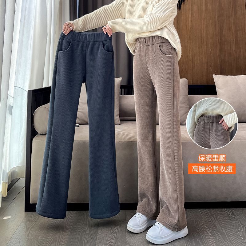 垂感加绒新款加厚喇叭裤女灯芯绒秋冬子微喇女裤2025雪尼尔阔腿裤