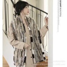 新款水貂毛围巾女士韩版冬季保暖皮草 围脖时尚百搭双面编制批发