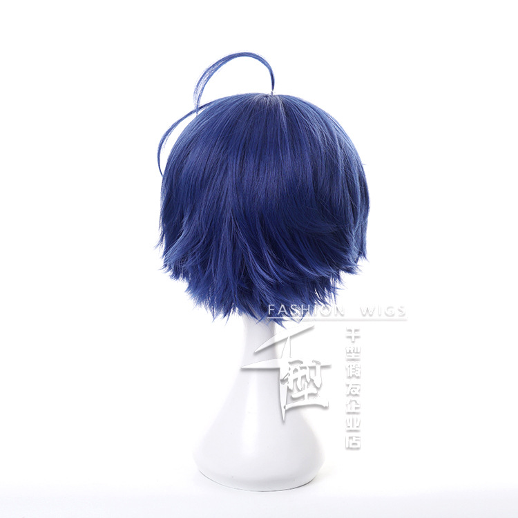 【Thousand type】 Strange Egg Story Oto Ai cosplay wig dark blue anti-curled short hair hairpin for sale