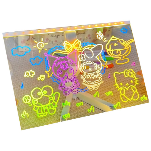 Kids Glow-in-the-Dark Drawing Board with USB Charging, Transparent Acrylic Whiteboard for Boys and Girls DIY Educational Toy Message Board