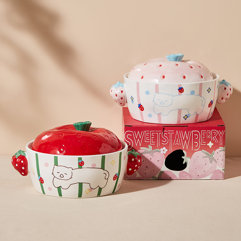Cute Cartoon Striped Bear Ceramic Tableware, High-Looking Rice Bowl, Small Bowl, Yogurt Bowl, Hand Cup, Double-Eared Instant Noodle Bowl Cute Cartoon Striped Bear Ceramic Tableware, High-Looking Rice Bowl, Small Bowl, Yogurt Bowl, Hand Cup, Double-Eared Instant Noodle Bowl