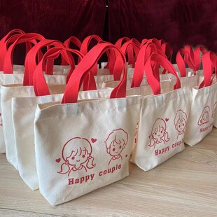 Wedding Candy Canvas Bag Wholesale Newlyweds Candy Canvas Bag Wedding Souvenir with Printable Logo
