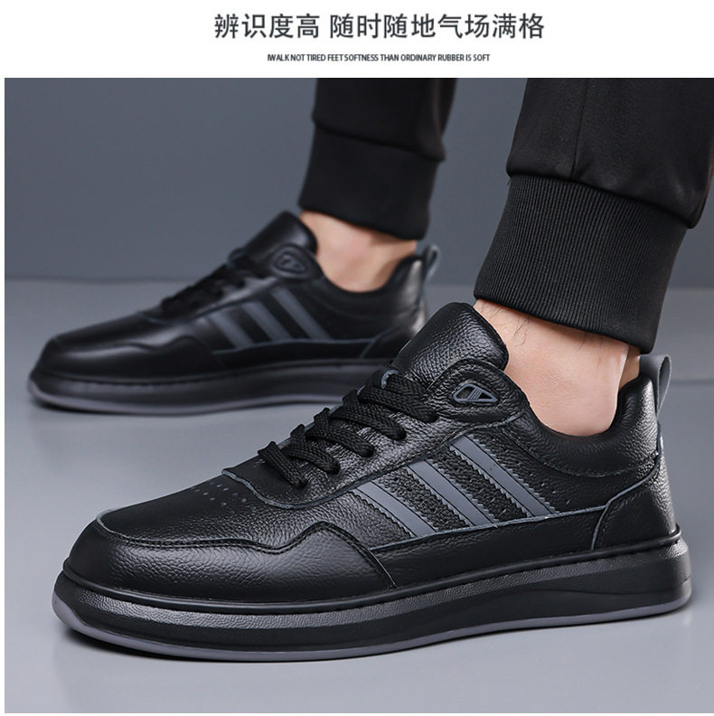 Giày sneaker nam da bò thật đế dày cổ thấp phong cách retro, giày thể thao thường ngày dây buộc — Giày sneaker Q2026 màu trắng, Giày ván Q2026 màu đen chi tiết 18