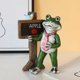 美式青蛙教书小摆件可爱卡通客厅桌面家居饰品玄关动物树脂工艺品
