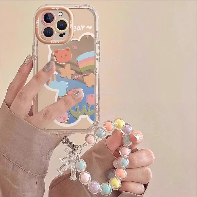 Suitable for Oppo Reno15Pro Phone Case Reno14/Find X9/A58 Mirror Surface A3/A5/A6 Bear 80