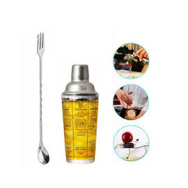 450ml透明玻璃摇酒器刻度酒吧鸡尾酒调酒器玻璃雪克杯果汁摇摇杯