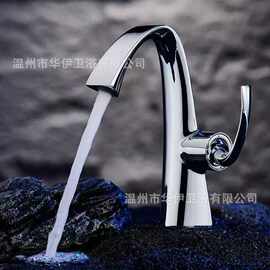 跨境款冷热水龙头全铜枪灰色卫生间洗脸面盆台上下盆浴室柜洗漱台