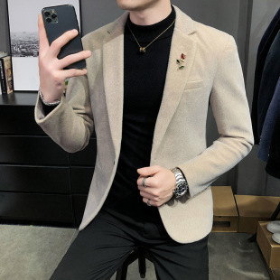 2022 Spring Men's Casual Suit Korean Style Slim-fit Mink Velvet Single Suit Fashionable Small Suit Jacket for Men