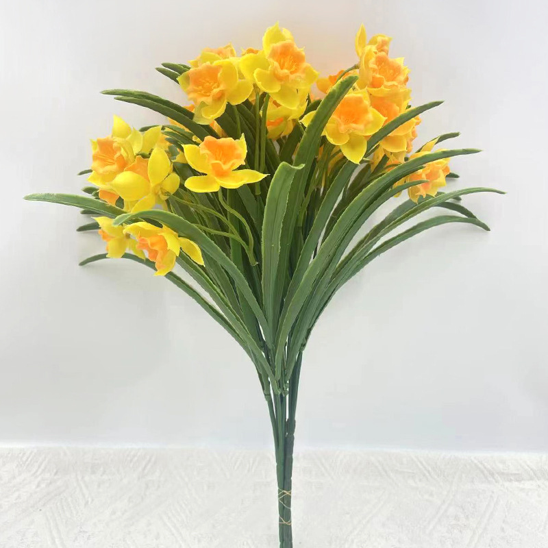 Simulación de flores sensación de pegamento blando decoración de la sala de estar 5 horquilla mano