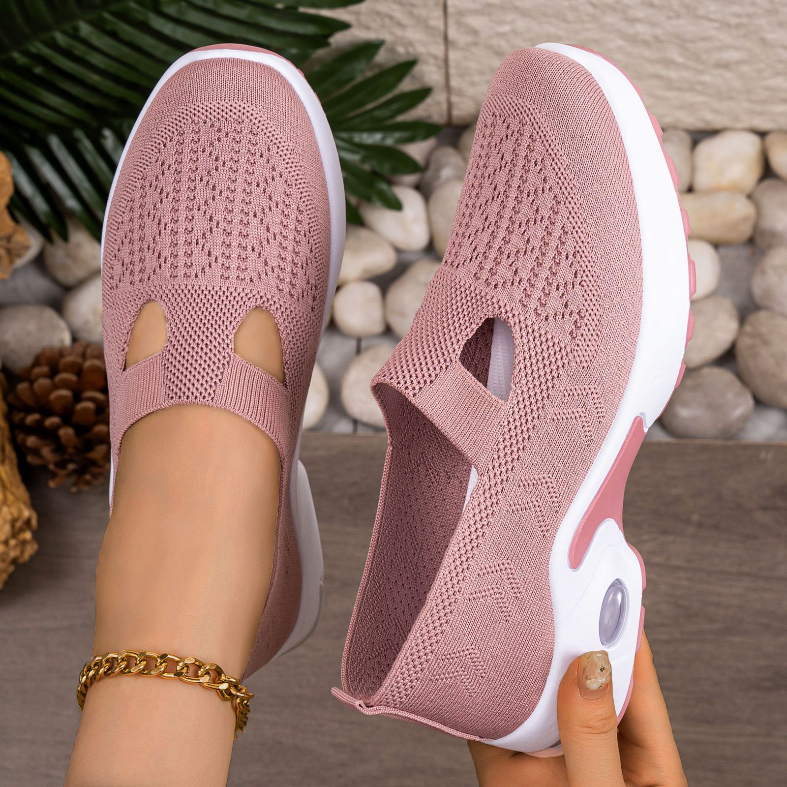 Zapatos de mujer Nuevo transfronterizo TEMU zapatos casuales de un pie zapatos casuales transpirables con almohadilla de aire con suela suave