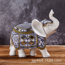 艺术装饰摆件青花色大象家居时尚创意品味东南亚风小摆件礼品摆件
