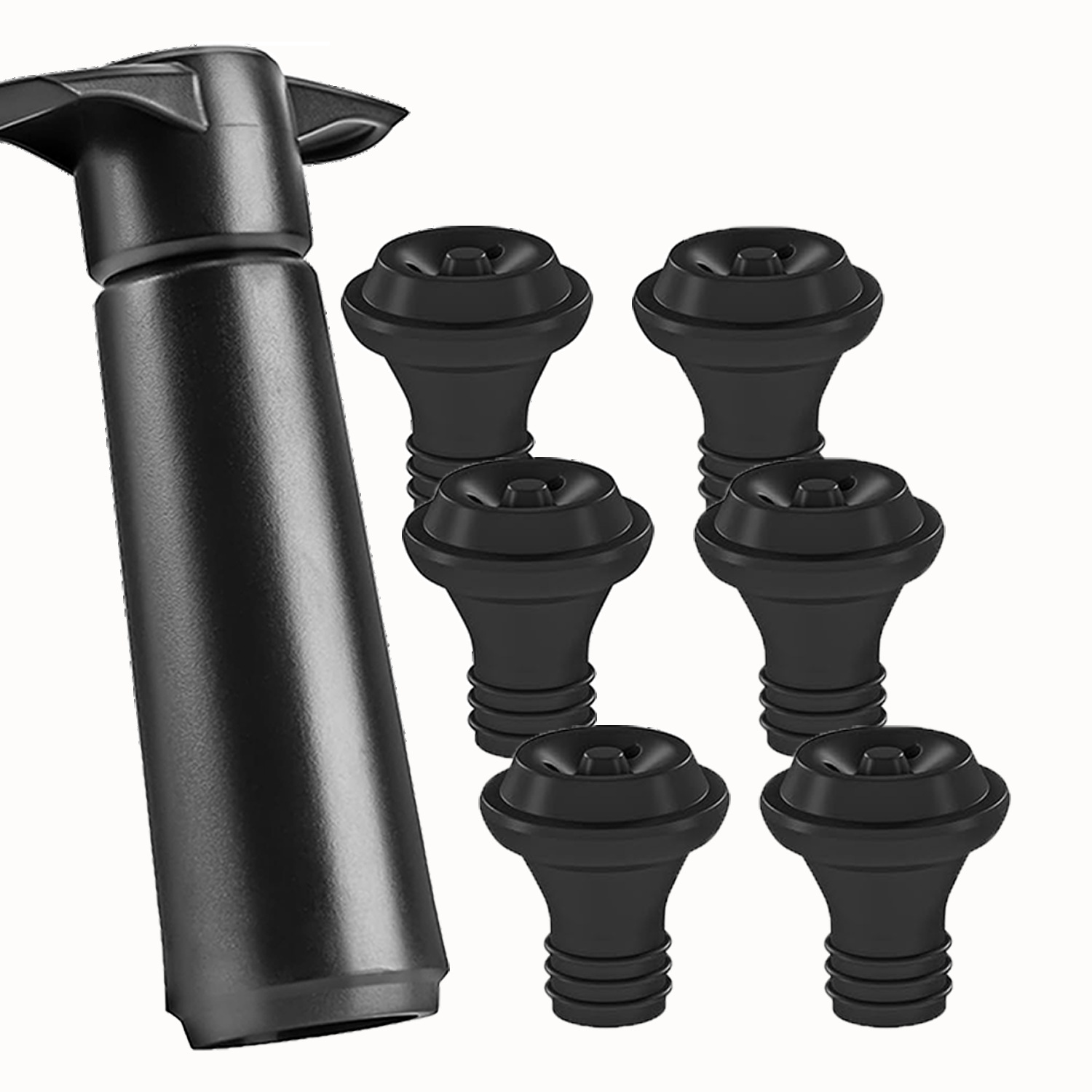 Suministro directo de fábrica Amazon Bomba de vacío de vino tinto, conservador fresco, juego de tapones de vino, tapón de vacío de vino tinto, tapón de succión de bomba negra