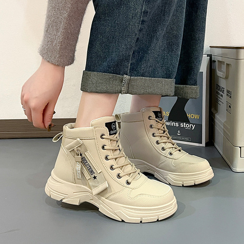 Women's Martin Boots Autumn/Winter Short Boots Women 2025 Sports Casual Thick Sole Anti-Slip High-Top Board Shoes Women L951-1