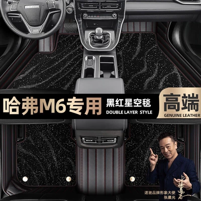 Ayaqaltılar (Kovriklər): fully enclosed car 17-21 all-inclusive - black-red-leather-black-star-blanket-double-model