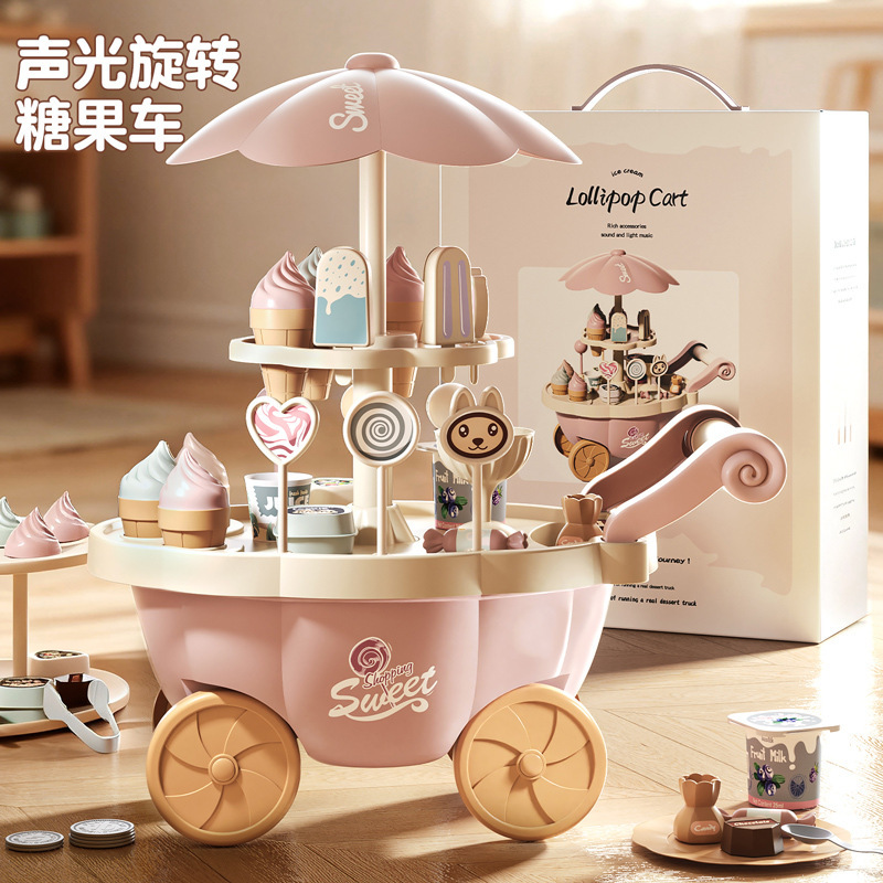 Children's Toy Girls Ice Cream Cart 2025 Hot Puzzle Ice Cream Play House for Babies 3 to 6 Years Old and over