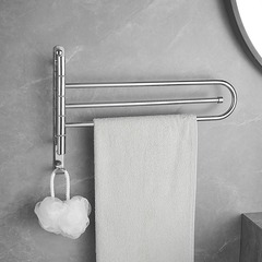 Full copper foldable expandable towel rack bar with holes, nail-free expandable hanging rod, bathroom and toilet corner towel holder shelf