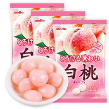 日本meito白桃糖水蜜桃果汁硬糖水果糖喜糖名糖白桃糖果进口零食