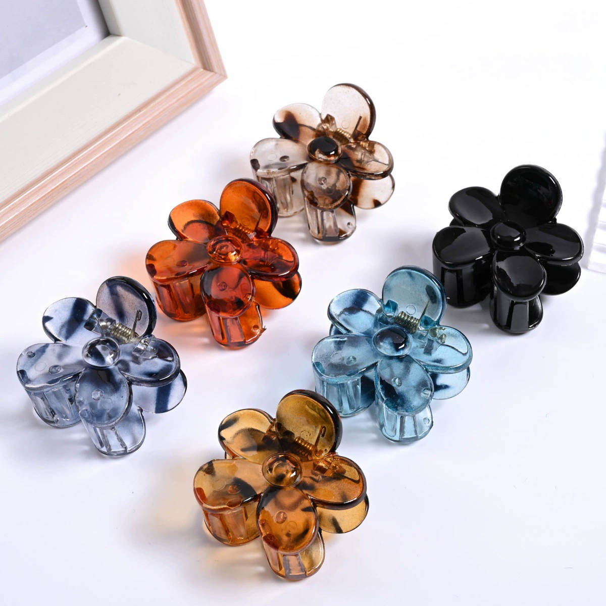 (Cross-border trading), plastic crab pin, transparent hair accessory, hairgrip, flowered