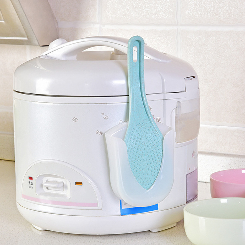 Kitchen Plastic Spoon Holder Adhesive Rice Scoop Holder Wall-Mounted Spatula Holder Ready-Made Wholesale Suction Cup Rice Cooker Rice Spoon Holder