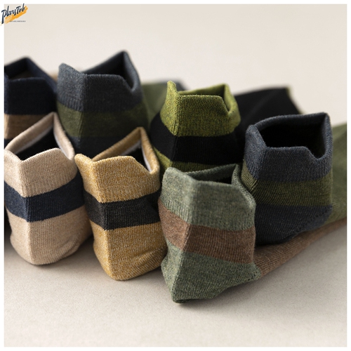 Socks for men pure - cotton bottom sweat-absorbent and odor-proof boat socks shallow mouth men's retro waistband summer thin style breathable short ear lifts