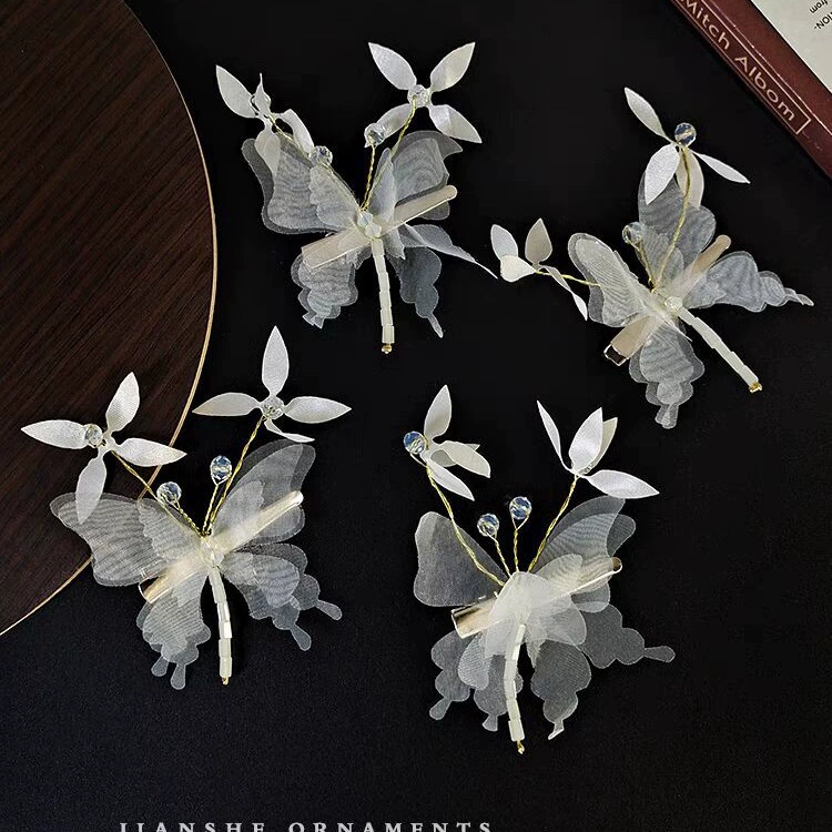 Золотой закол для волос Чаосянджинь Butterfly Chaoxiansen челки клип боковой зажим сеть красный характер аксессуар для головы