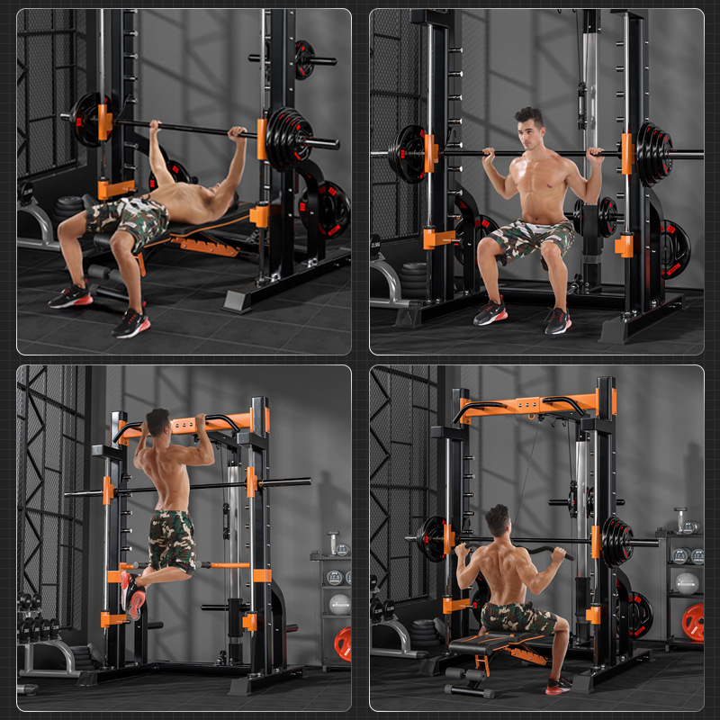 Máquina de entrenamiento integrado multifuncional combinado doméstico conjunto de marco tipo pórtico en cuclillas empuje horizontal marco de elevación de peso