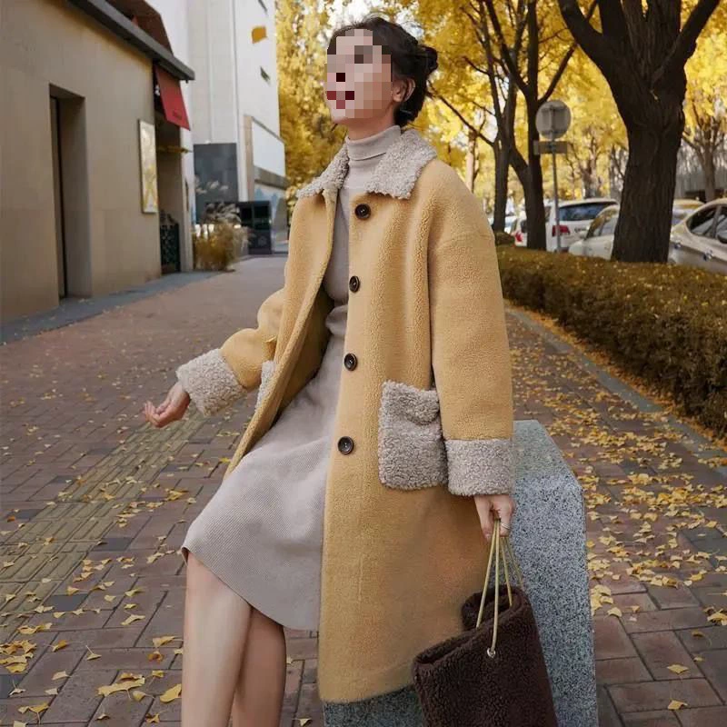 Warm velvet long jacket, coat, mid-length, oversize