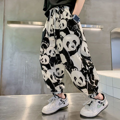 童裝男童夏裝褲子防蚊褲2024新款兒童薄款夏季寬鬆休閒夏款運動褲