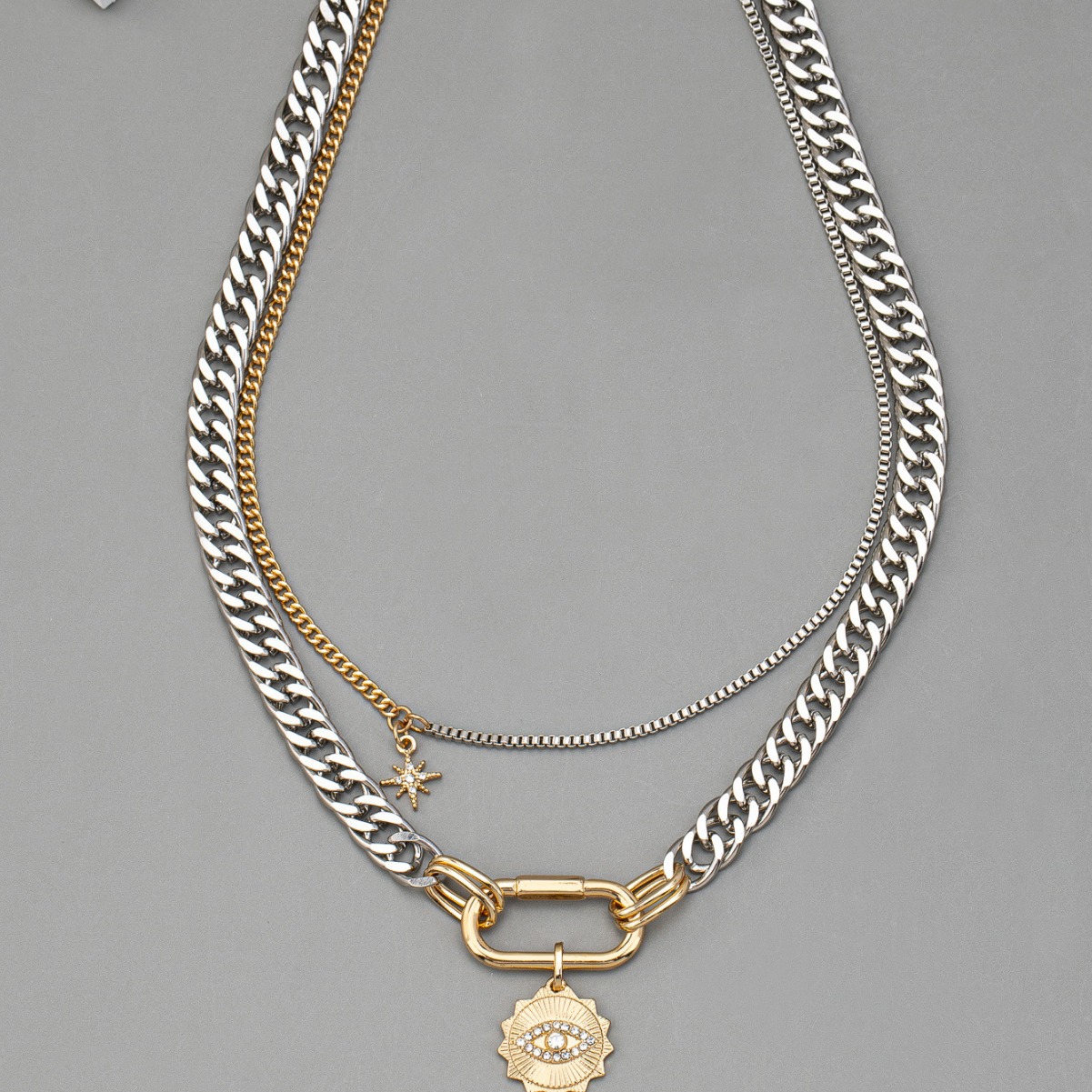 Big Buckle Necklace Two-color Clavicle Chain