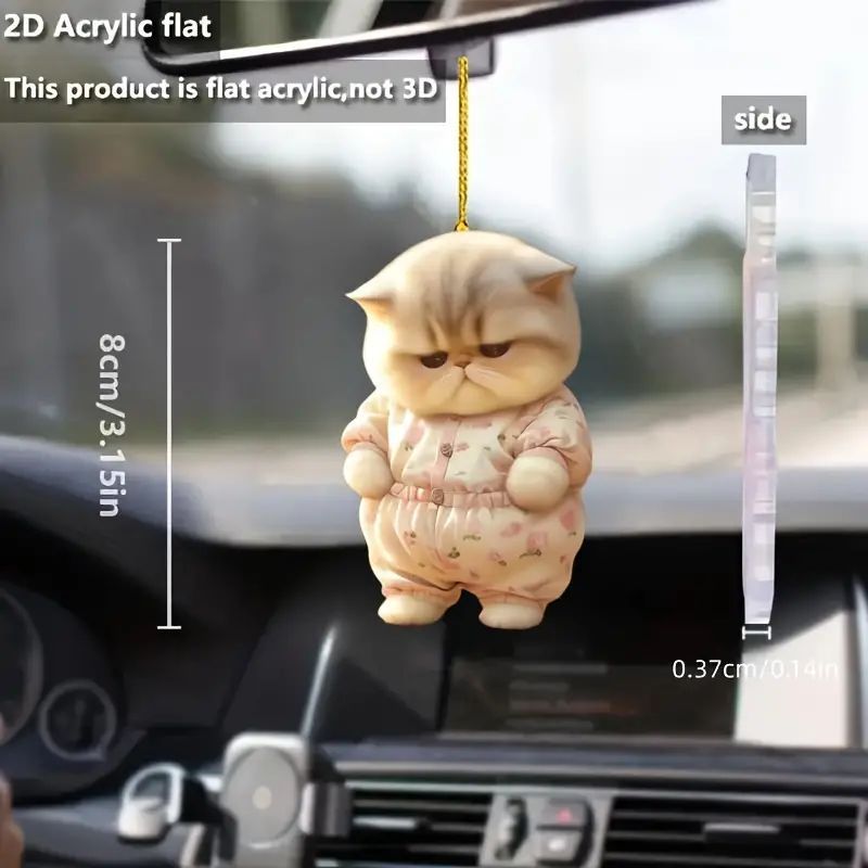 Creativo lindo lindo gatito regalo de vacaciones colgante plano acrílico transfronterizo nuevo colgante de decoración interior del automóvil image 1