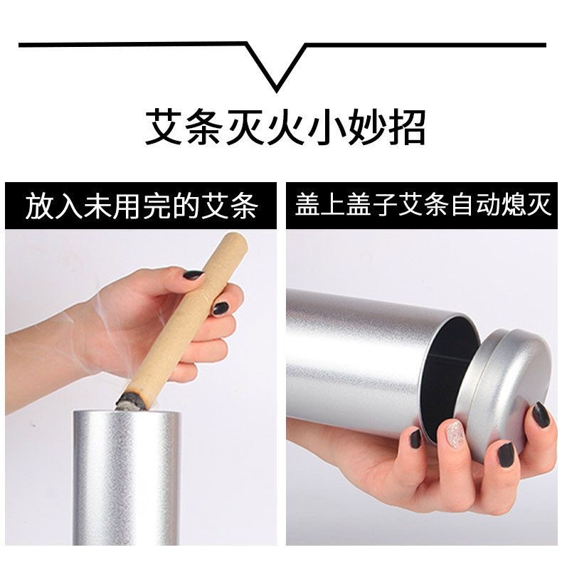 Stainless Steel Moxa Stick Extinguisher Tube Thickened Smoke Control Moxibustion Tool with Tweezers overview