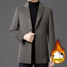 双面呢大衣男中长款西装领商务休闲羊毛呢羽绒内胆保暖外套男风衣