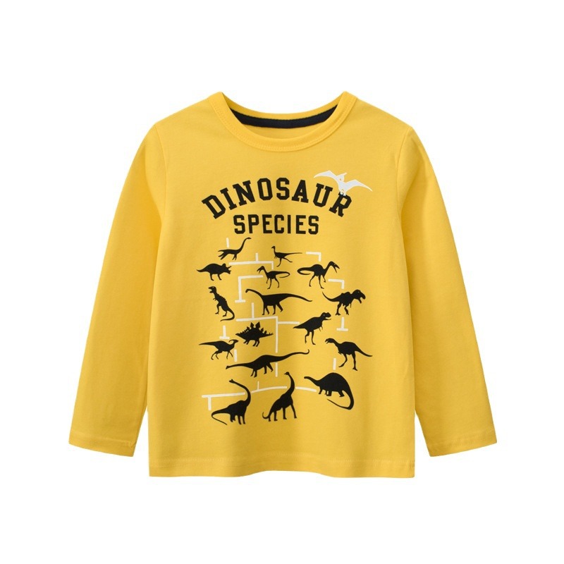 GRRR transfronteriza ropa para niños suministro en vivo 2023 otoño nuevo dinosaurio camisa de fondo Camiseta de manga larga para niños hombres y mujeres