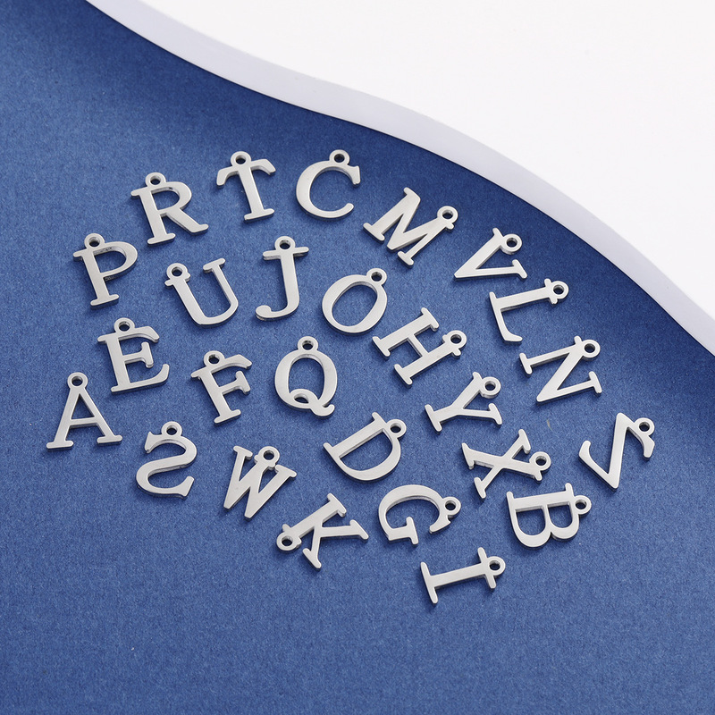 Stainless Steel Mirror Finish Uppercase 26 English Letter Pendant Accessories DIY Jewelry Parts Bracelet Necklace Clothing Charms Stainless Steel Mirror Finish Uppercase 26 English Letter Pendant Accessories DIY Jewelry Parts Bracelet Necklace Clothing Charms